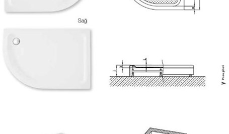 90x130 asimetrik oval tekne yükseklik 21cm | Banyo Dükkanım